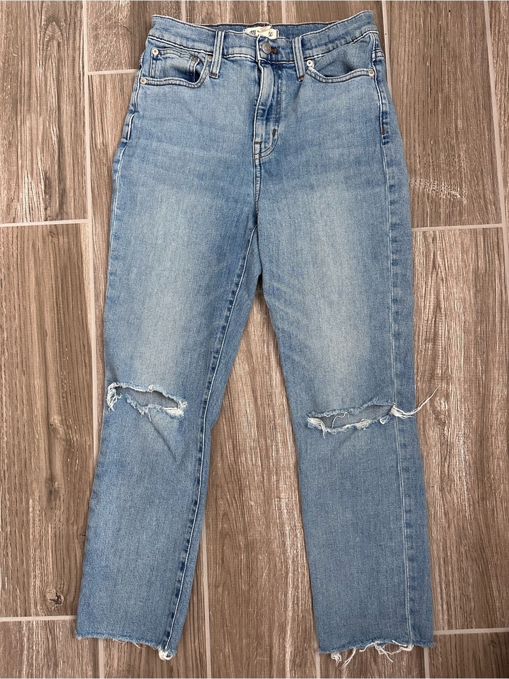 Madewell High-Rise Slim Crop Boyjean distressed jeans